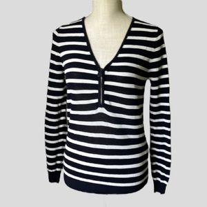 MORGAN DE TOI Striped Long Sleeve Mesh Shirt Size Large